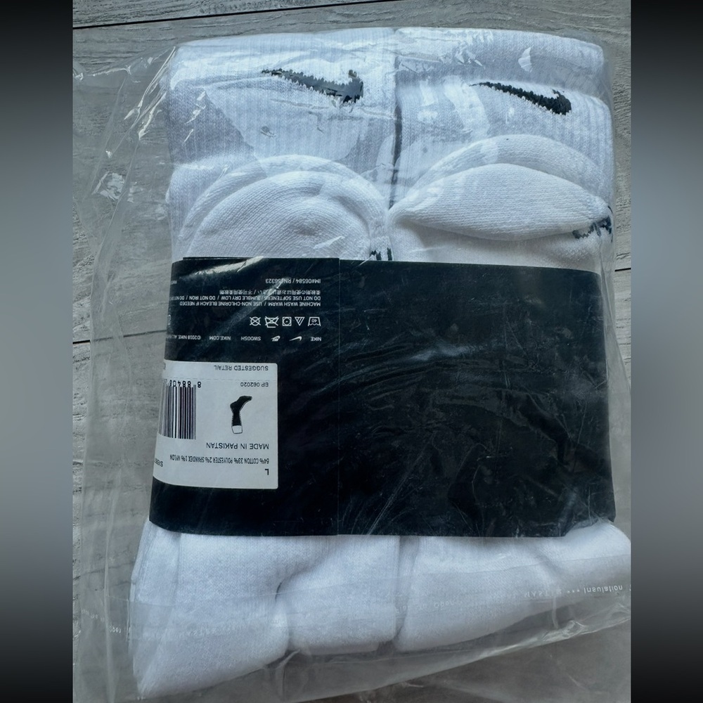 Nike White Cotton Cushioned Crew Socks - 6 Pack - Picture 2 of 2
